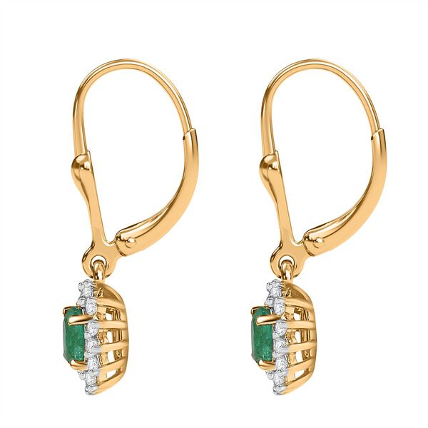 AA Kagem Sambischer Smaragd, Wei&szlig;er Zirkon Ohrringe 925 Silber Gelbgold Vermeil ca. 0.76 ct image number 4