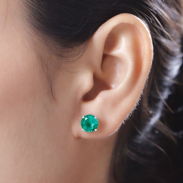 Smaragd-Triplett-Quarz Ohrringe, 925 Silber platiniert ca. 4,74 ct image number 3