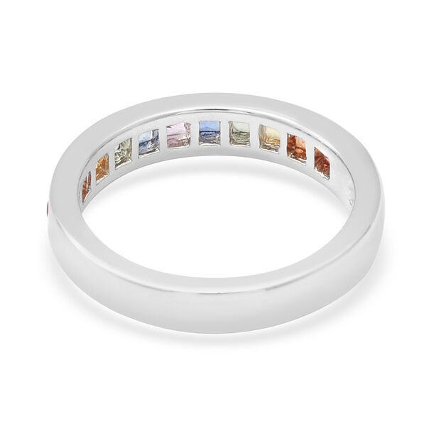 Regenbogen Saphir Half-Eternity-Bandring, 925 Silber platiniert, 1,03 ct. image number 3