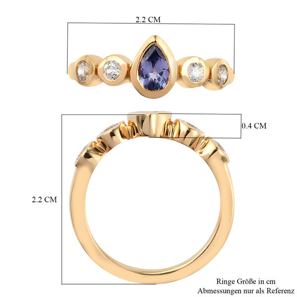 Tansanit und Zirkon Ring 925 Silber vergoldet  ca. 0,79 ct image number 7
