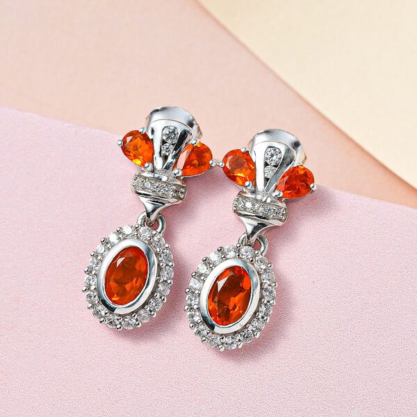 Salamanca Feueropal und Zirkon Ohrringe - 1,78 ct. image number 2