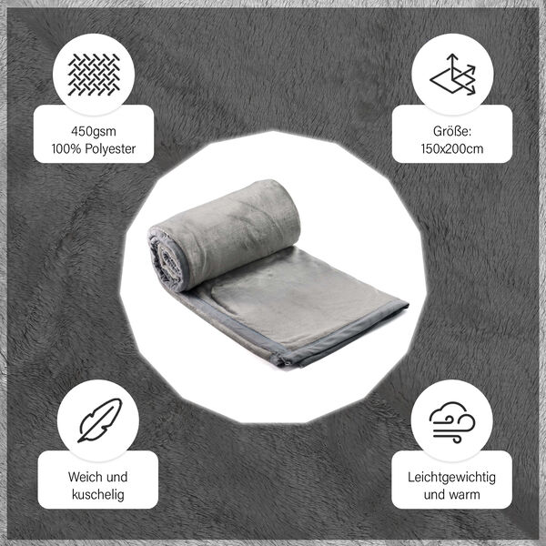 Premium Kuscheldecke aus 100% Mikrofaser, Grau image number 11