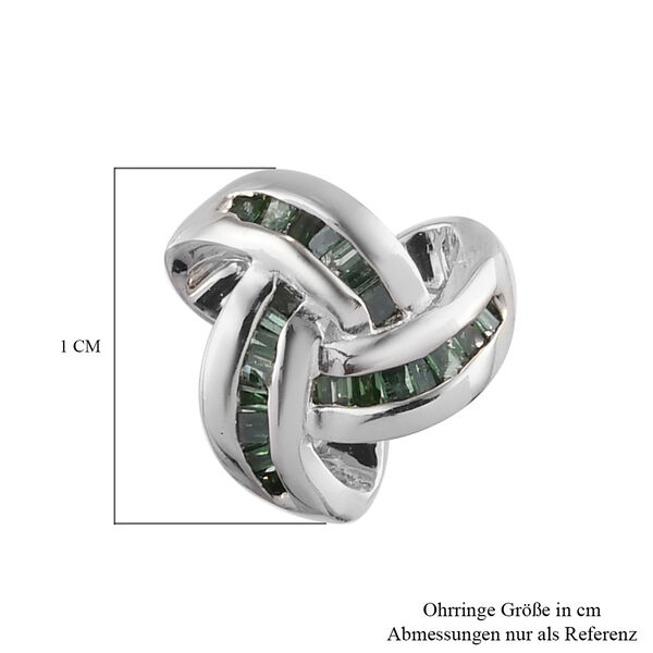 0,25 Ct. Gr&uuml;ner Diamant Knoten Ohrstecker aus 925 Silber platiniert image number 4