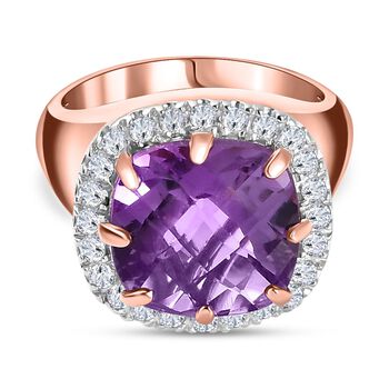 AAA Rose De France Amethyst und Zirkon Ring - 7,12 ct.