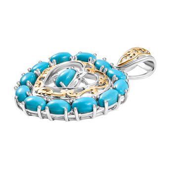 D'Joy AA Sleeping Beauty T&uuml;rkis Anh&auml;nger 925 Silber Rhodiniert und 750 Gelbgold Vermeil ca. 3.00 ct