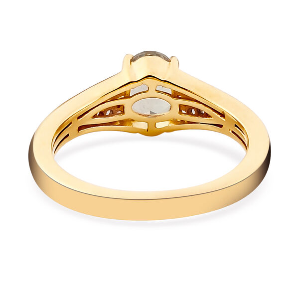 AAA Turkizit und wei&szlig;er Zirkon-Ring, 925 Silber Gelbgold Vermeil  ca. 0,99 ct image number 6