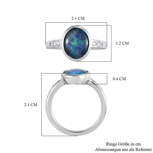 Boulder Opal Triplett und wei&szlig;er Zirkon-Ring, 925 Silber platiniert  ca. 1,86 ct image number 7