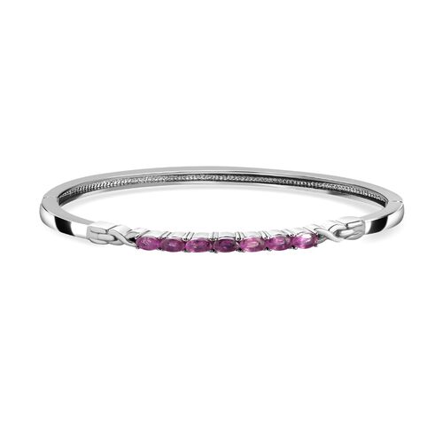 Ilakaka Rosa Saphir (Fissure gefüllt) Armreif ca. 20 cm Edelstahl ca. 2.57 ct image number 0