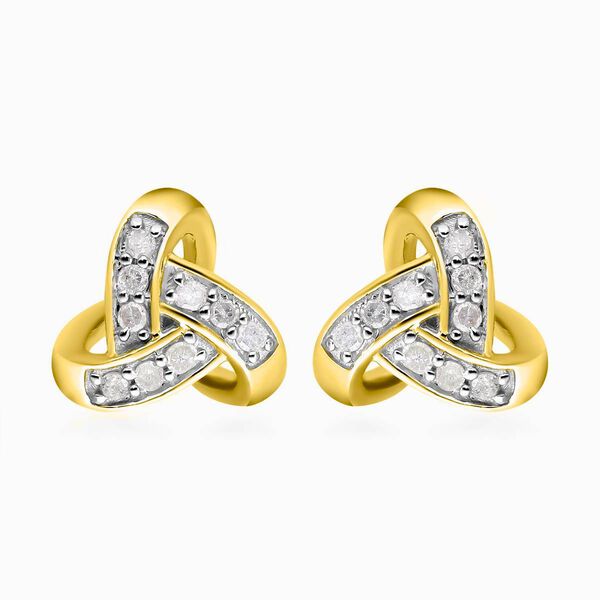 Wei&szlig;e Diamant-Ohrringe, 925 Silber vergoldet - 0,25 ct.