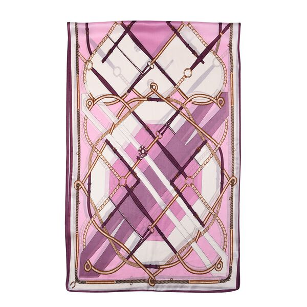 LA MAREY: Bedruckter Schal aus 100 % Maulbeerseide, Kettenmuster, inkl. Geschenkbox, Rosa und Wei&szlig;&nbsp; image number 4