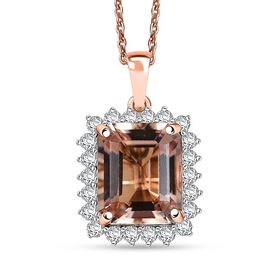 AAA Morganit, Weißer Diamant Schmuckset ca. 50 cm 417 Gold ca. 6,95 ct.