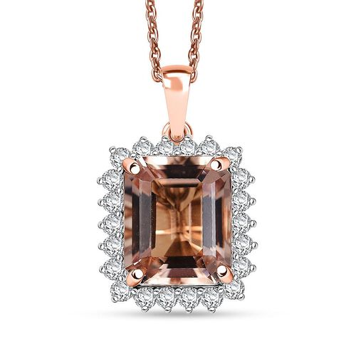 AAA Morganit, Weißer Diamant Schmuckset ca. 50 cm 417 Gold ca. 6,95 ct. image number 0