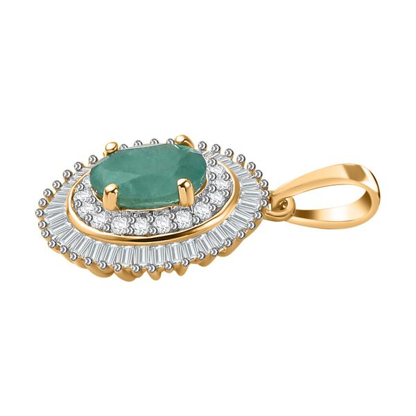 AAA Smaragd und Diamant Anh&auml;nger in 585 Gold - 1,09 ct. image number 6