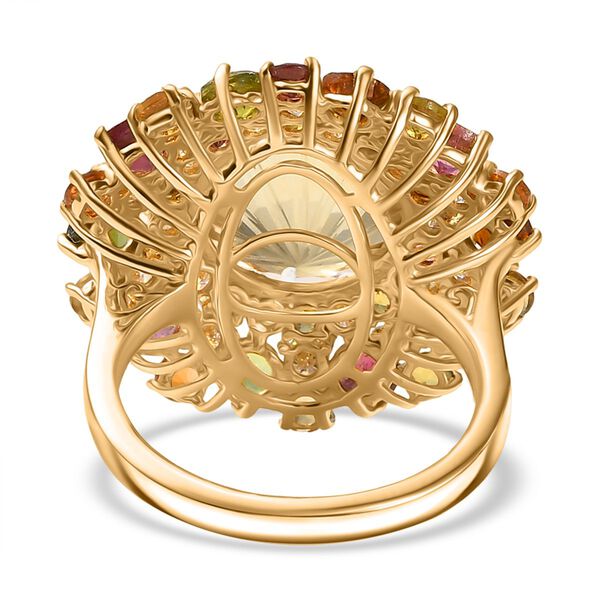 AA Citrin, Mehrfarbig-Turmalin Ring 925 Silber 750 Gelbgold Vermeil (Gr&ouml;&szlig;e 18.00) ca. 10,75 ct image number 6