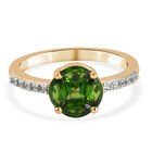 Natürlicher Chromdiopsid und Zirkon Ring 925 Silber vergoldet (Größe 16.00) ca. 1,14 ct