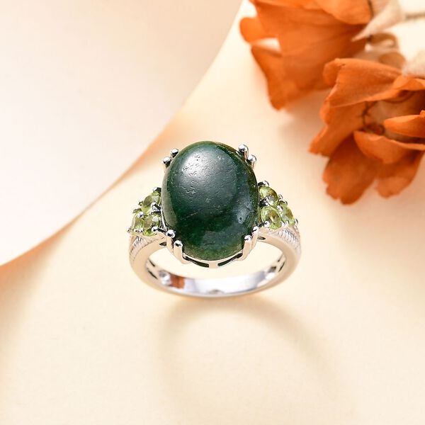 Grüner Aventurin und Peridot Ring - 9,82 ct. image number 2