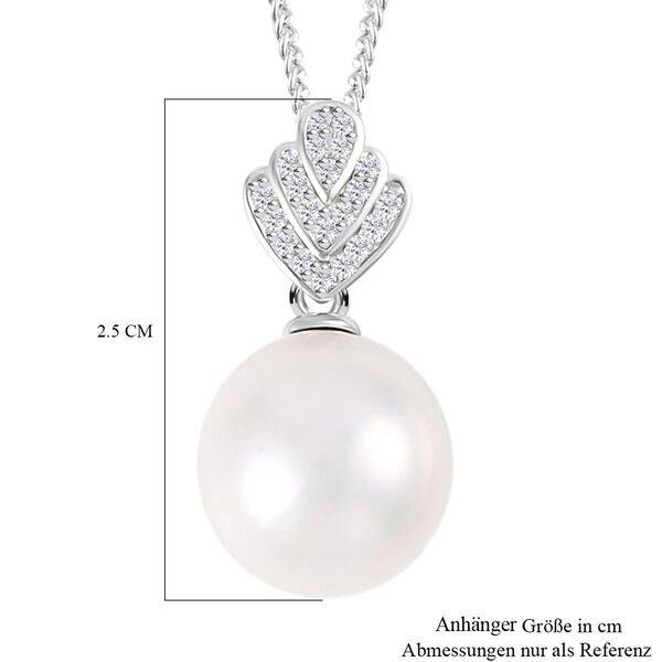 13-14 mm wei&szlig;e Edison-Perle und Zirkon-Anh&auml;nger mit Kette, 45 cm - 0,21 ct. image number 6