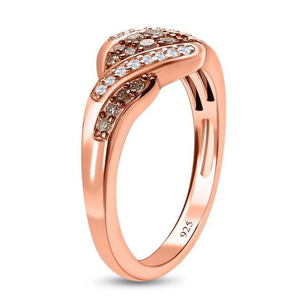 Natürlicher Champagner und weißer Diamant-Ring - 0,33 ct. image number 4