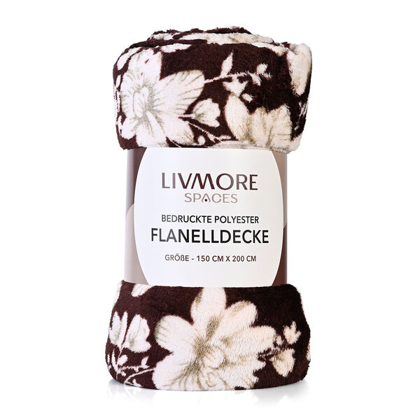 LIVMORE Flanell Decke, 150 x 220 cm, Bordeaux Wei&szlig; image number 6