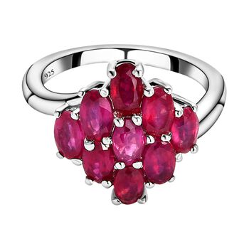 Afrikanischer Rubin (Fissure gef&uuml;llt)-Ring, 925 Silber platiniert (Gr&ouml;&szlig;e 16.00) ca. 2.95 ct