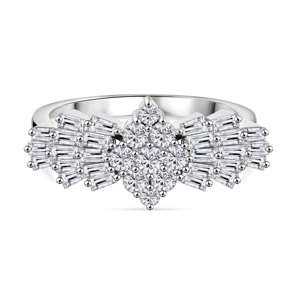 LUXURIANT 1 ct. VS-EF Labor Diamant Ballerina Ring, 925 Silber platiniert
