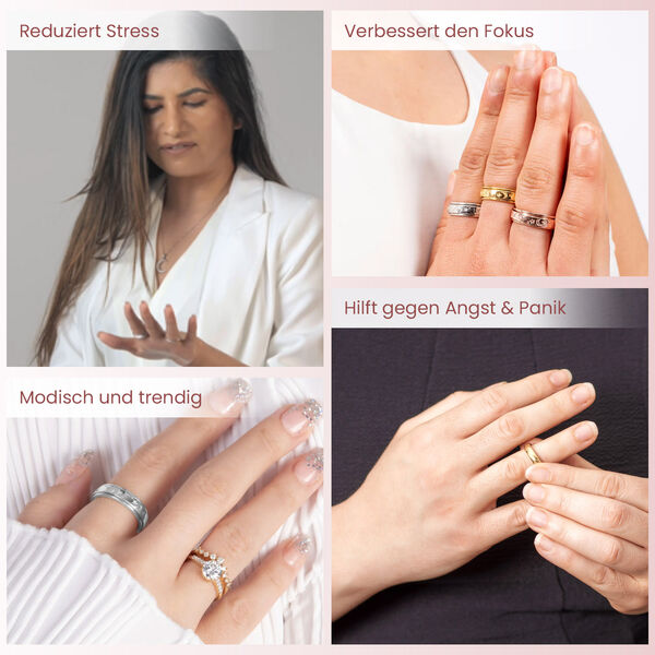Mystischer Anti-Stress-Spinning-Ring, rosévergoldetes Silber image number 6