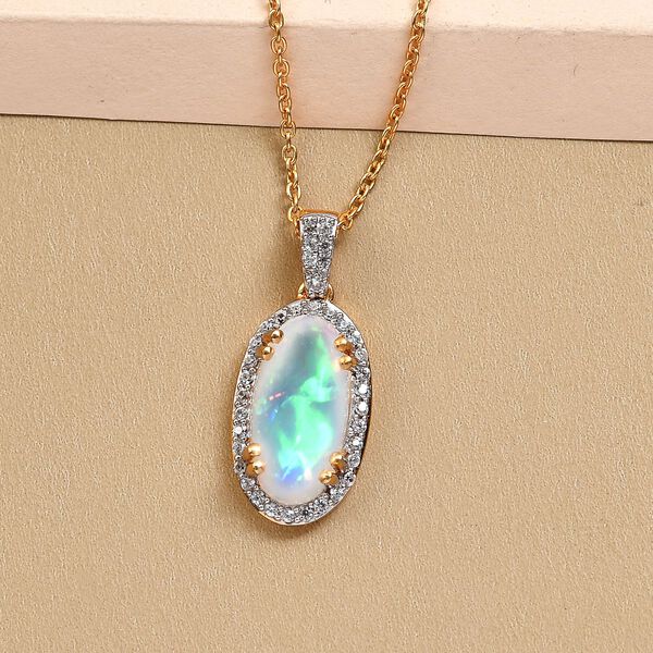 AA äthiopischer Welo Opal und Zirkon-Anhänger mit 50cm Kette - 3,76 ct. image number 3