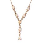 Nat&uuml;rliche, &auml;thiopische Opal und Zirkon-Halskette, 45 cm, 925 Silber Gelbgold Vermeil ca. 2,95 ct