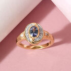 Tansanit und Zirkon-Ring, 925 Silber vergoldet  ca. 0,68 ct image number 1