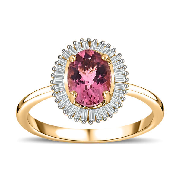 AAA rosa Calabar Turmalin und Diamant Ring in 585 Gelbgold - 1,39 ct. image number 6