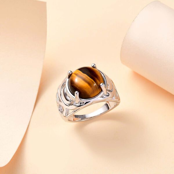 Tigerauge Ring Messing (Gr&ouml;&szlig;e 17.00) ca. 6,82 ct image number 2