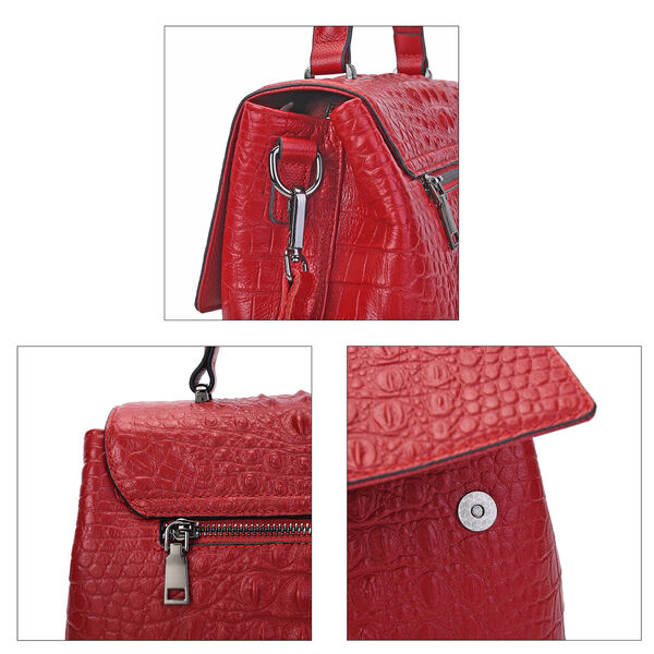 Echtleder Schultertasche mit Kroko Pr&auml;gung image number 6