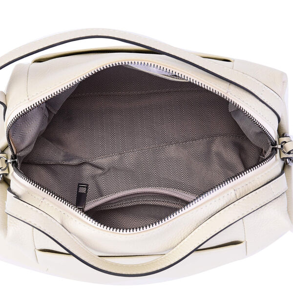 Exklusive Lederkollektion, Umhängetasche, echtes Leder mit Futter, Reißverschluss und mehreren Taschen, Elfenbein image number 4