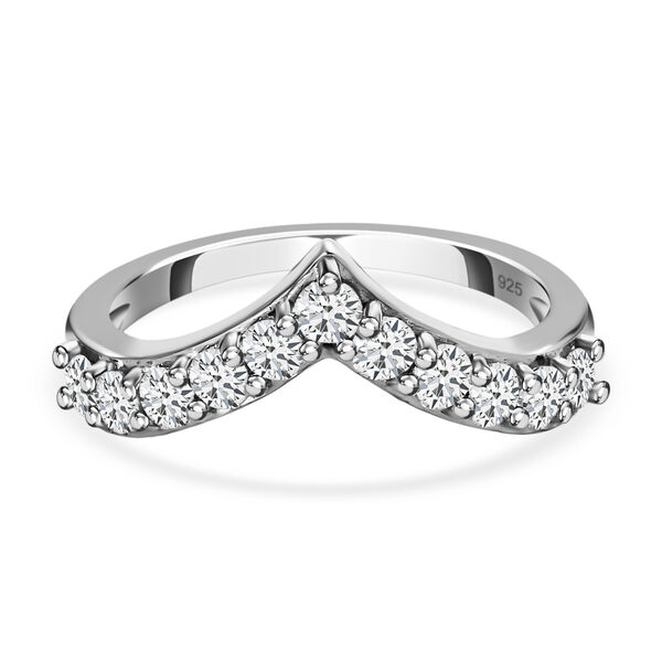 88 Facetten Moissanit Ring 925 Silber Platiniert (Gr&ouml;&szlig;e 17.00) ca. 0,66 ct