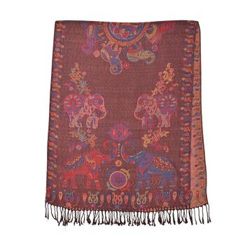 Schal mit Elefantenmuster, Dunkelbraun