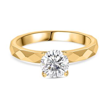 Moissanit Ring 925 Silber Gelbgold Vermeil (Gr&ouml;&szlig;e 16.00) ca. 0.91 ct