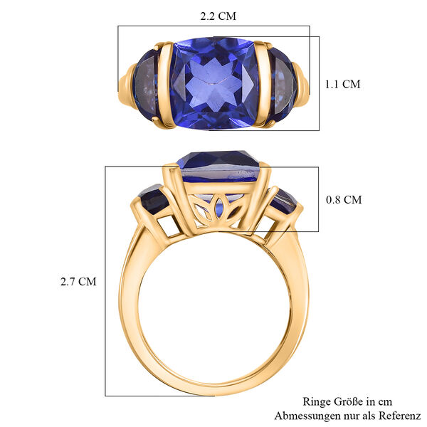 Tansanit-Farbe Quarz und Zirkon Ring - 7,05 ct. image number 7