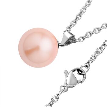 Rosa Muschelkernperlen-Anh&auml;nger und Ohrringe, 925 Silber rhodiniert und Edelstahl