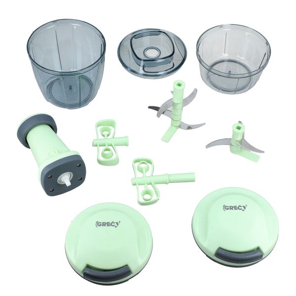 2er-Set Manueller Zerkleinerer, 13,2x13,2x22,86cm, 900 ml und 12,5x12,5x10,15cm, 450 ml, Hellgrün image number 4