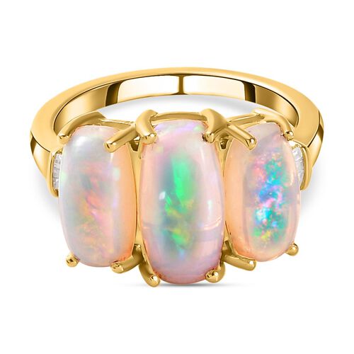 Natürlicher, äthiopischer Welo Opal Ring, 925 Silber Gelbgold Vermeil (Größe 20.00) ca. 3.72 ct image number 0