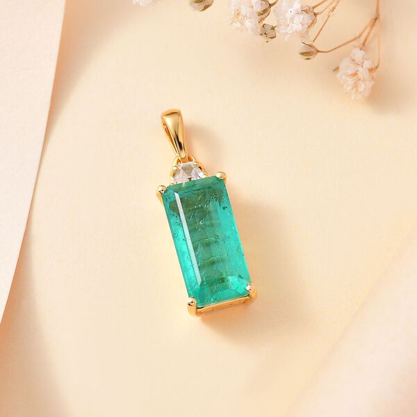 Smaragd Quarz Triplett und Zirkon Anhänger - 4,88 ct. image number 2