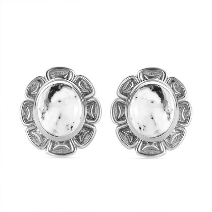 Wei&szlig;er B&uuml;ffel Ohrringe 925 Silber platiniert ca. 7.52 ct