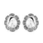 Weißer Büffel Ohrringe 925 Silber platiniert ca. 7.52 ct