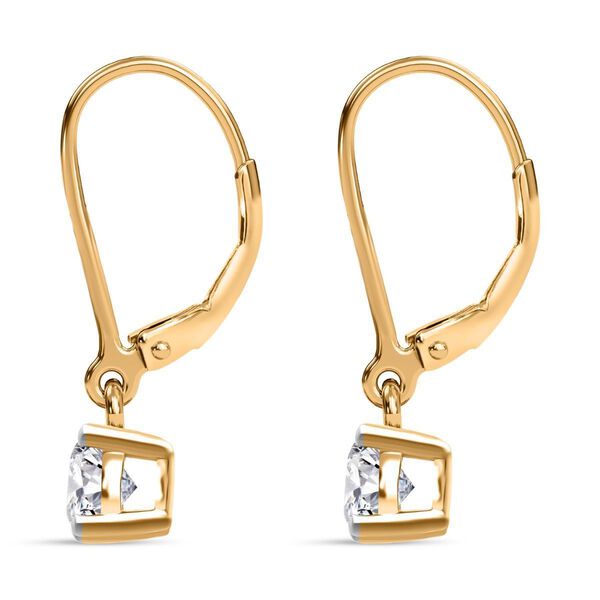 LUXURIANT SGL zertifizierte VS-GH Labor Rund-Diamant Ohrringe, 925 Silber 750 Gelbgold Vermeil  - 1 ct. image number 3