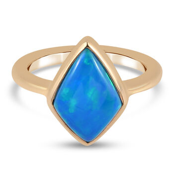Miami Blau Welo Opal Solit&auml;r Ring 925 Silber Gelbgold Vermeil