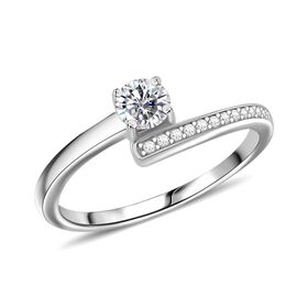 Moissanit Ring, 925 Silber rhodiniert - 0,39 ct.