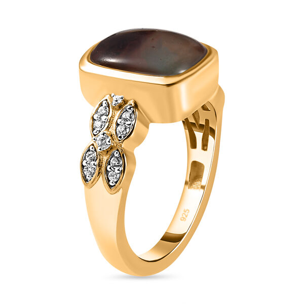 Zimbaprase und wei&szlig;er Zirkon Ring, 925 Silber Gelbgold Vermeil (Gr&ouml;&szlig;e 19.00) ca. 4,00 ct image number 4