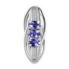 Tansanit, Weißer Diamant Anhänger 925 Silber rhodiniert ca. 0.68 ct