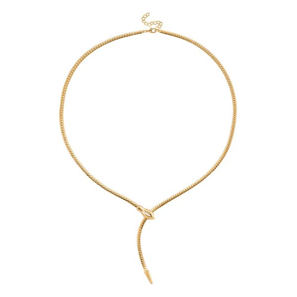 Verstellbares Schlangenketten Y-Collier, flexibel, Goldfarben image number 4