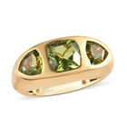 Natürlicher Peridot 3 Stein Ring 925 Silber vergoldet  ca. 3,20 ct image number 3